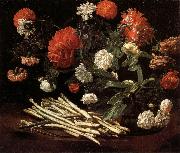Giovanni Martinelli Still Life with Roses,Asparagus,Peonies,and Car-nations oil painting
